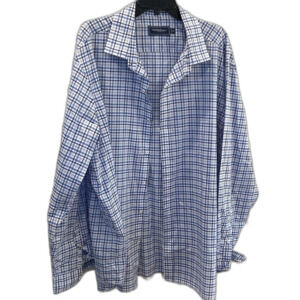 Vineyard vines blue plaid cotton silk lightweight button down collared shirt XXL